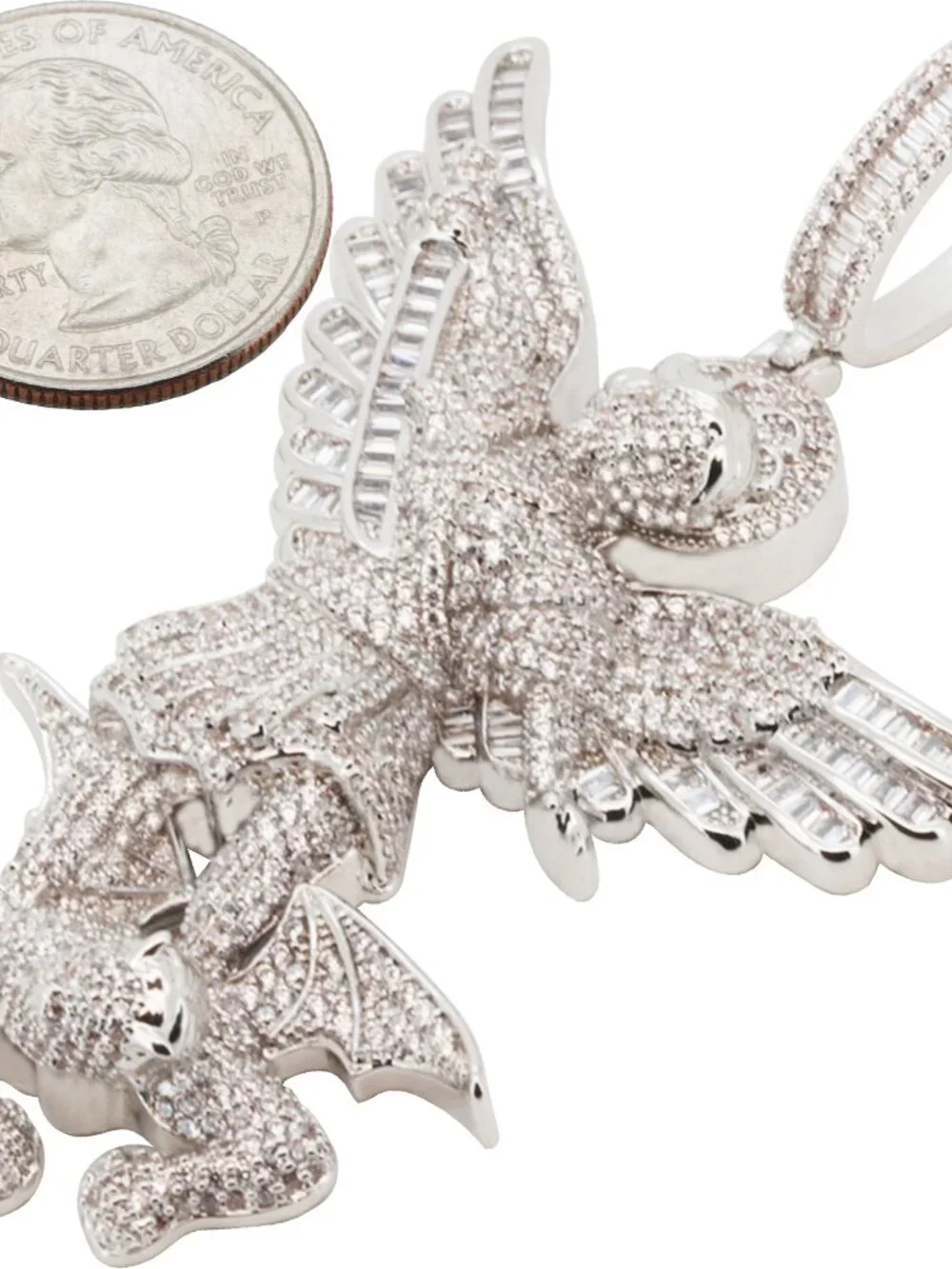 14k Yellow/White Gold Plated AAA Cubic Zirconia Saint Michael Archangel Pendant